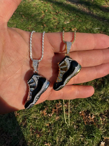 HarlemBling Air Jordan 45 Black Nike Sneaker Pendant MOISSANITE Real 925 Silver Iced Hip Hop