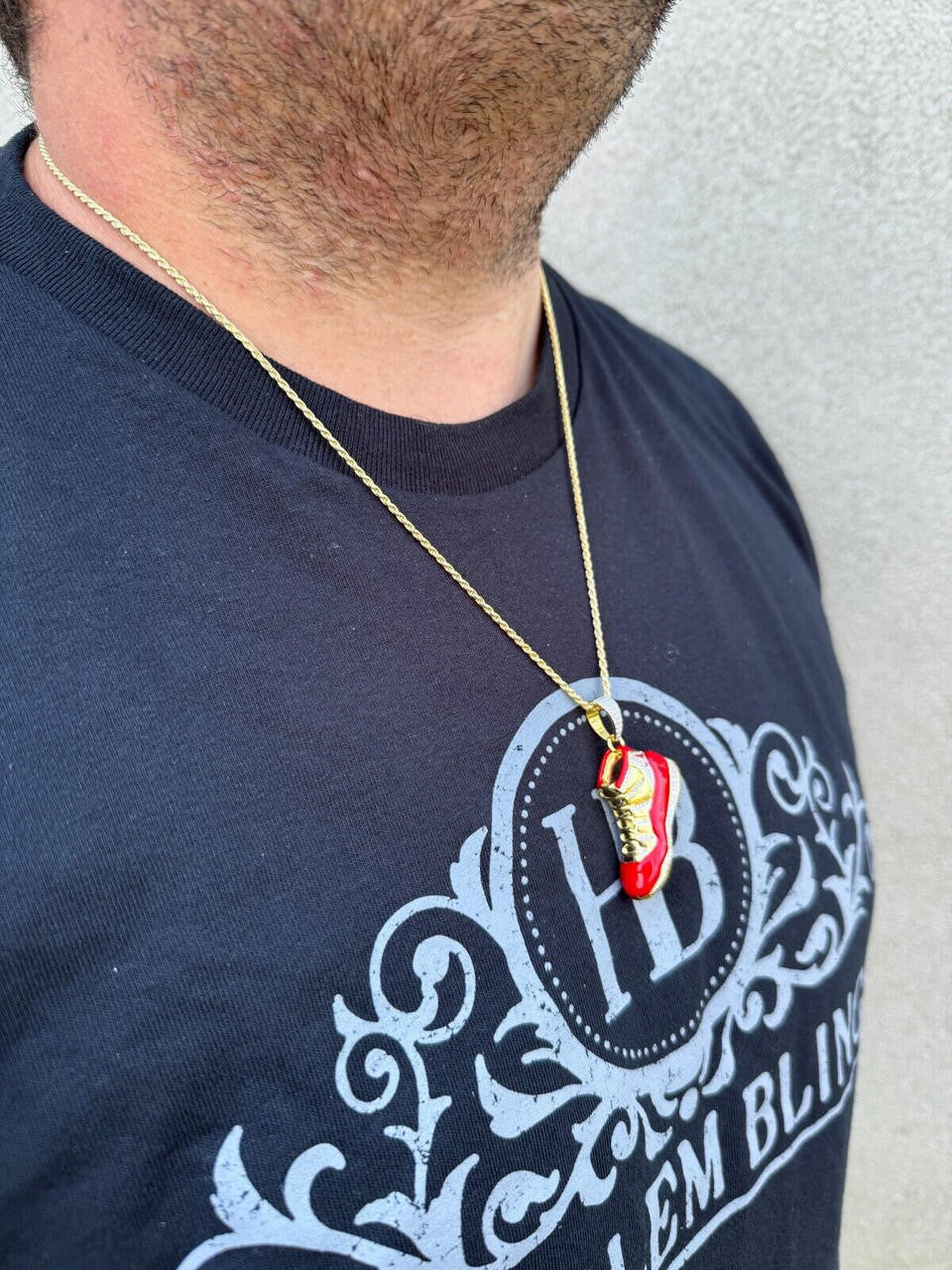 HarlemBling Air Jordan 45 Red Nike Sneaker Pendant MOISSANITE Real 925 Silver Iced Hip Hop