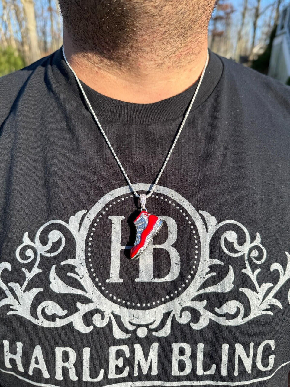 HarlemBling Air Jordan 45 Red Nike Sneaker Pendant MOISSANITE Real 925 Silver Iced Hip Hop