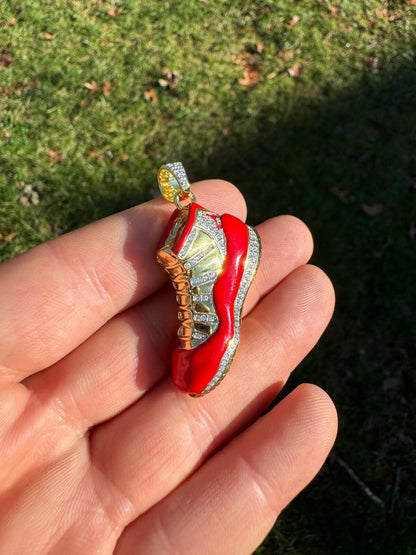 HarlemBling Air Jordan 45 Red Nike Sneaker Pendant MOISSANITE Real 925 Silver Iced Hip Hop