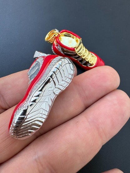 HarlemBling Air Jordan 45 Red Nike Sneaker Pendant MOISSANITE Real 925 Silver Iced Hip Hop