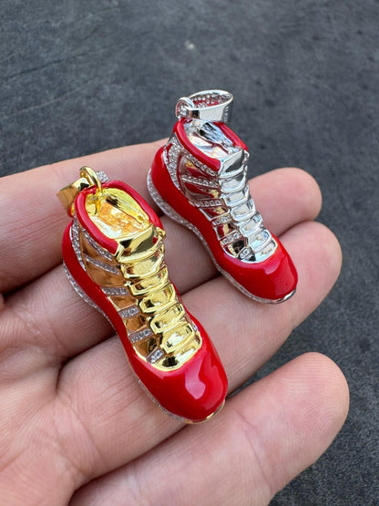 HarlemBling Air Jordan 45 Red Nike Sneaker Pendant MOISSANITE Real 925 Silver Iced Hip Hop