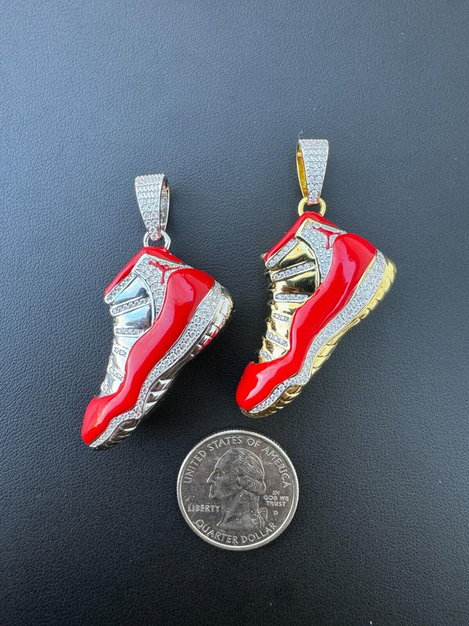 HarlemBling Air Jordan 45 Red Nike Sneaker Pendant MOISSANITE Real 925 Silver Iced Hip Hop