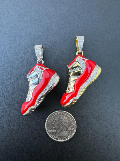 HarlemBling Air Jordan 45 Red Nike Sneaker Pendant MOISSANITE Real 925 Silver Iced Hip Hop
