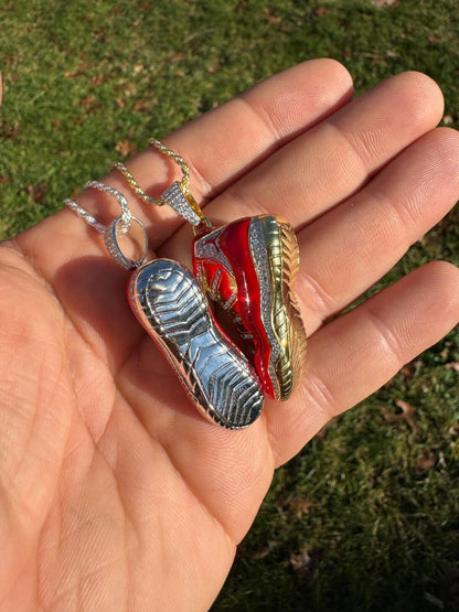 HarlemBling Air Jordan 45 Red Nike Sneaker Pendant MOISSANITE Real 925 Silver Iced Hip Hop