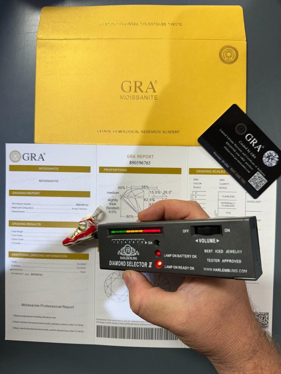 HarlemBling Air Jordan 45 Red Nike Sneaker Pendant MOISSANITE Real 925 Silver Iced Hip Hop