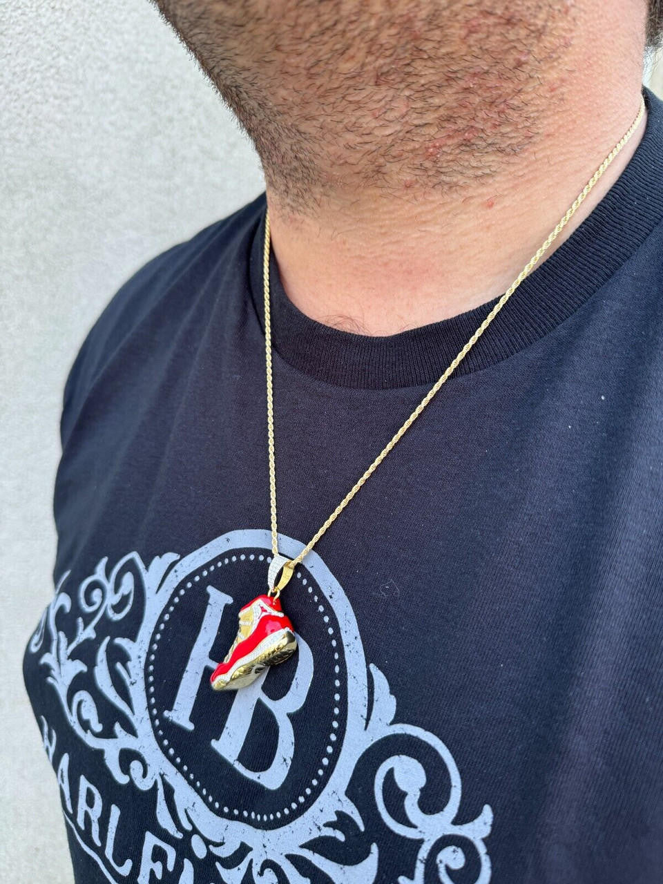 HarlemBling Air Jordan 45 Red Nike Sneaker Pendant MOISSANITE Real 925 Silver Iced Hip Hop