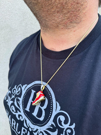 HarlemBling Air Jordan 45 Red Nike Sneaker Pendant MOISSANITE Real 925 Silver Iced Hip Hop