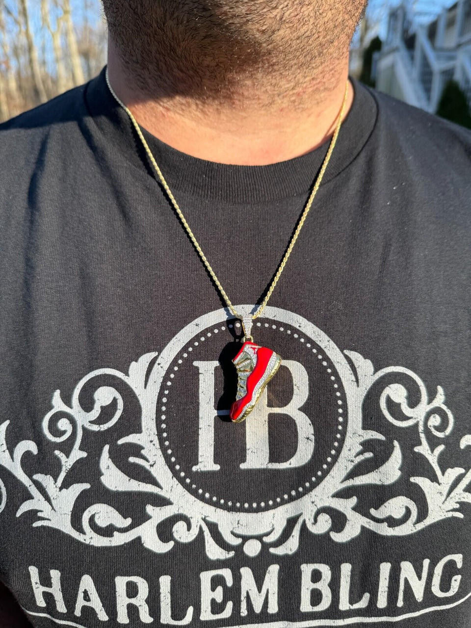 HarlemBling Air Jordan 45 Red Nike Sneaker Pendant MOISSANITE Real 925 Silver Iced Hip Hop