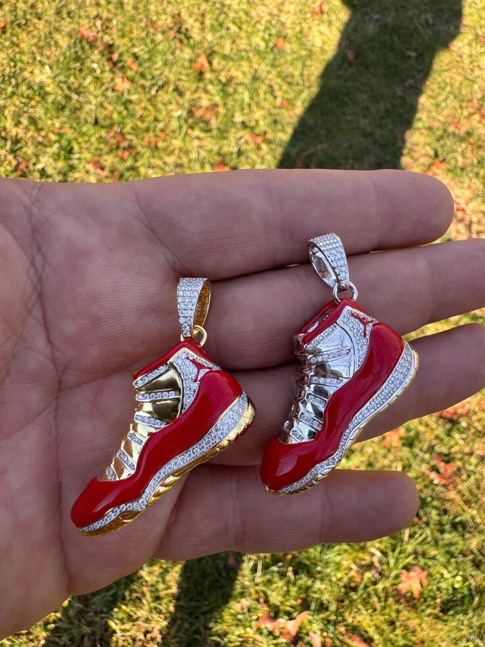 HarlemBling Air Jordan 45 Red Nike Sneaker Pendant MOISSANITE Real 925 Silver Iced Hip Hop