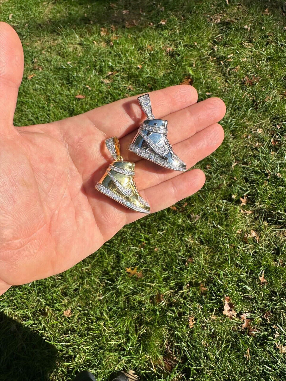 HarlemBling Air Jordan Nike Sneaker Pendant MOISSANITE Real 925 Silver Iced Hip Hop Necklace