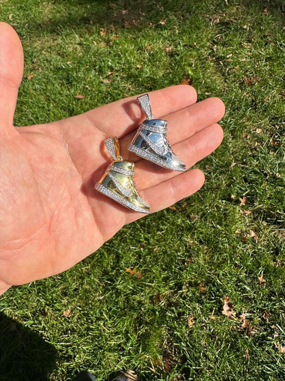 HarlemBling Air Jordan Nike Sneaker Pendant MOISSANITE Real 925 Silver Iced Hip Hop Necklace