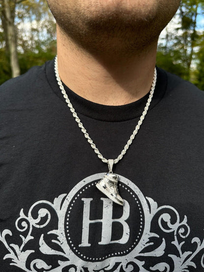 HarlemBling Air Jordan Nike Sneaker Pendant MOISSANITE Real 925 Silver Iced Hip Hop Necklace