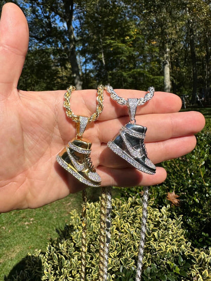 HarlemBling Air Jordan Nike Sneaker Pendant MOISSANITE Real 925 Silver Iced Hip Hop Necklace