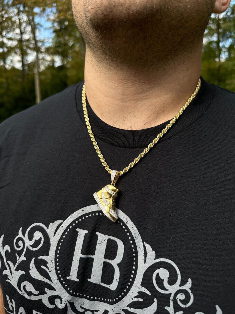 HarlemBling Air Jordan Nike Sneaker Pendant MOISSANITE Real 925 Silver Iced Hip Hop Necklace