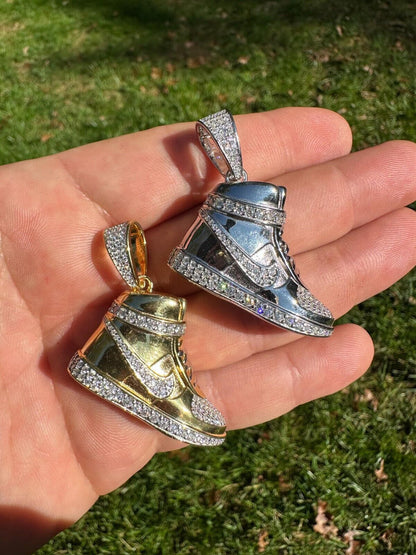 HarlemBling Air Jordan Nike Sneaker Pendant MOISSANITE Real 925 Silver Iced Hip Hop Necklace