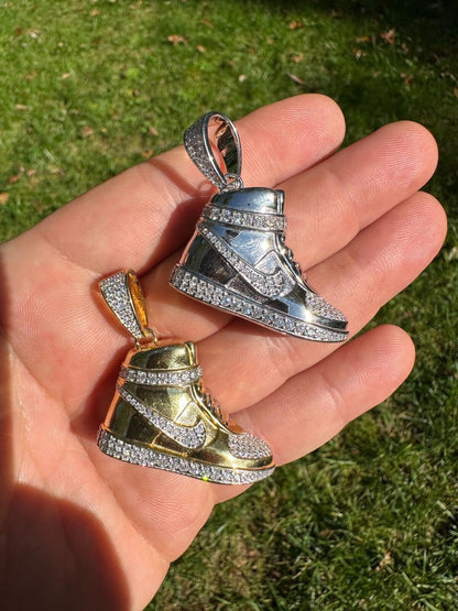 HarlemBling Air Jordan Nike Sneaker Pendant MOISSANITE Real 925 Silver Iced Hip Hop Necklace