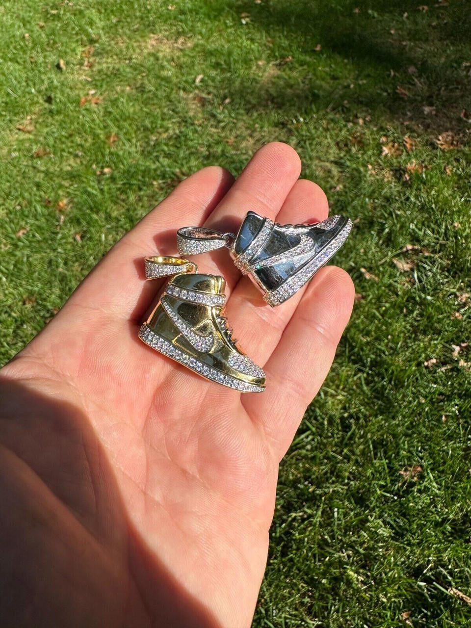 HarlemBling Air Jordan Nike Sneaker Pendant MOISSANITE Real 925 Silver Iced Hip Hop Necklace