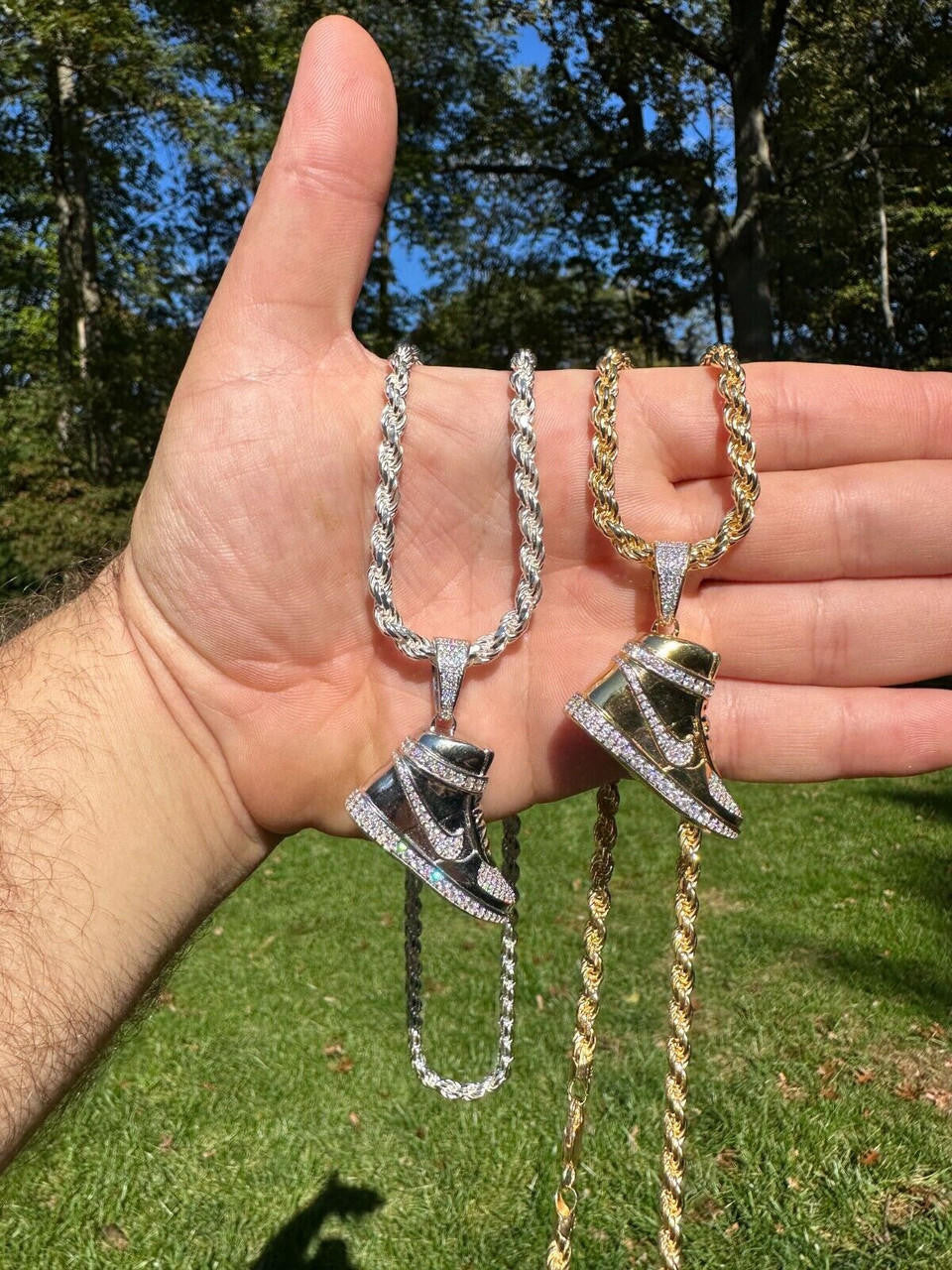 HarlemBling Air Jordan Nike Sneaker Pendant MOISSANITE Real 925 Silver Iced Hip Hop Necklace