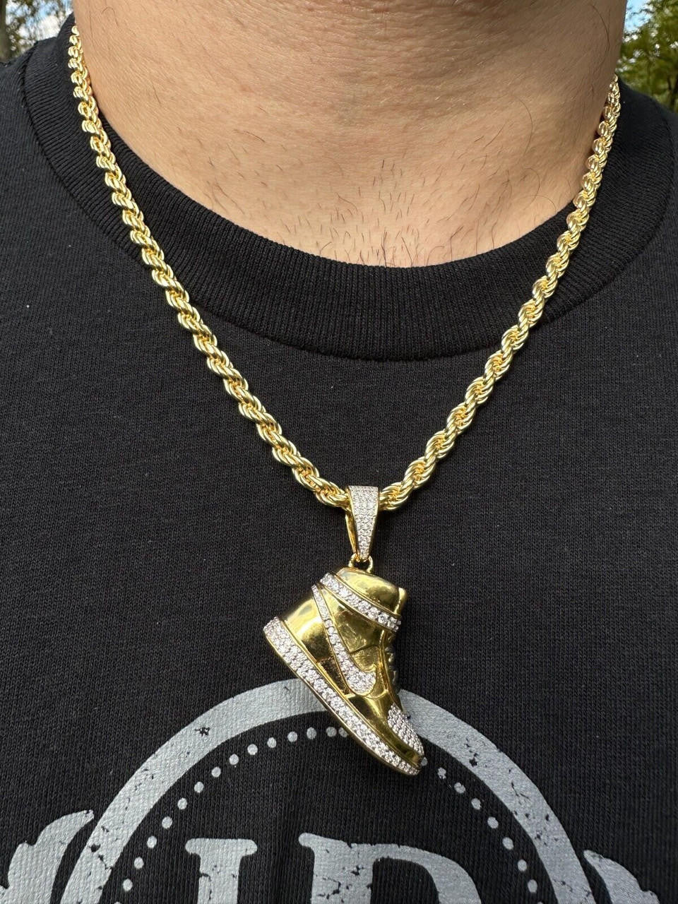 HarlemBling Air Jordan Nike Sneaker Pendant MOISSANITE Real 925 Silver Iced Hip Hop Necklace