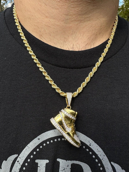 HarlemBling Air Jordan Nike Sneaker Pendant MOISSANITE Real 925 Silver Iced Hip Hop Necklace