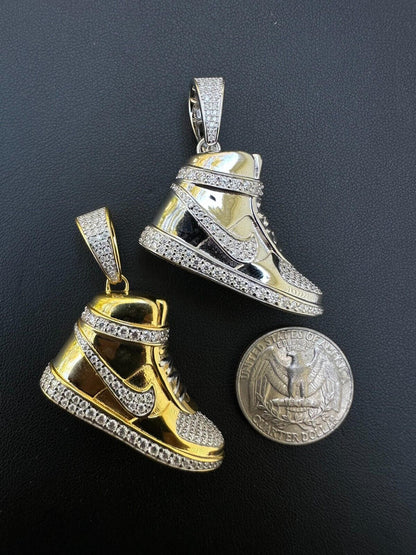 HarlemBling Air Jordan Nike Sneaker Pendant MOISSANITE Real 925 Silver Iced Hip Hop Necklace