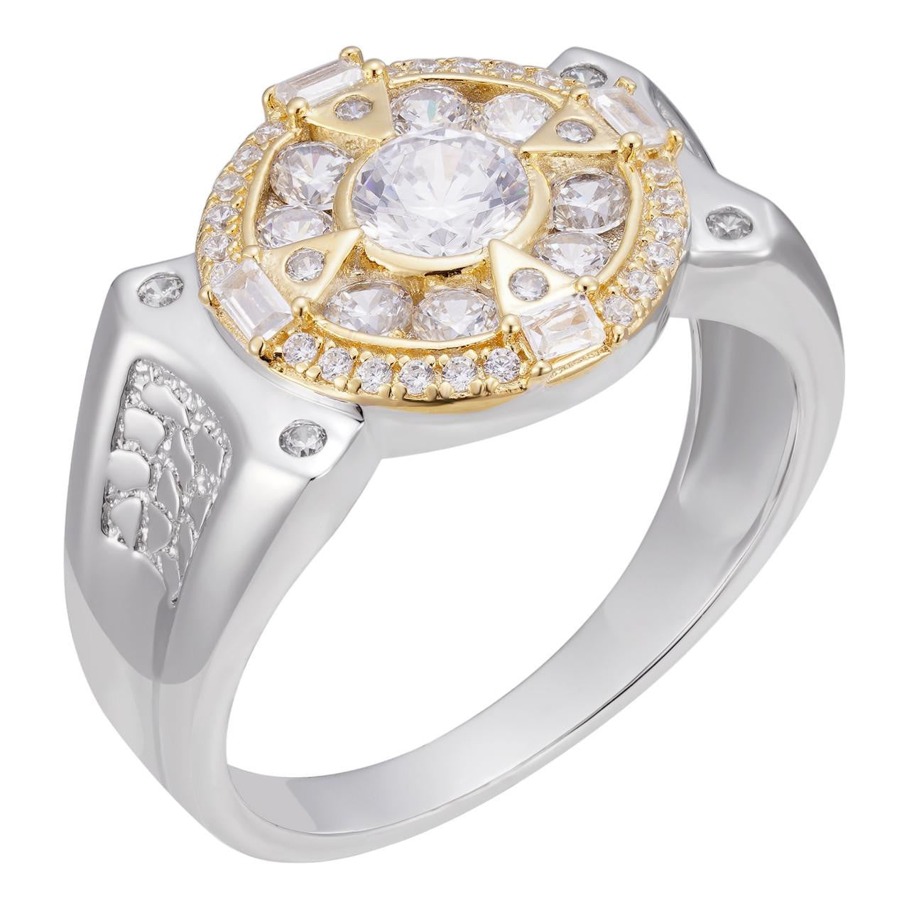 HarlemBling Al Pacino Ring  - 925 Silver & Gold Accent  - CZ Stones
