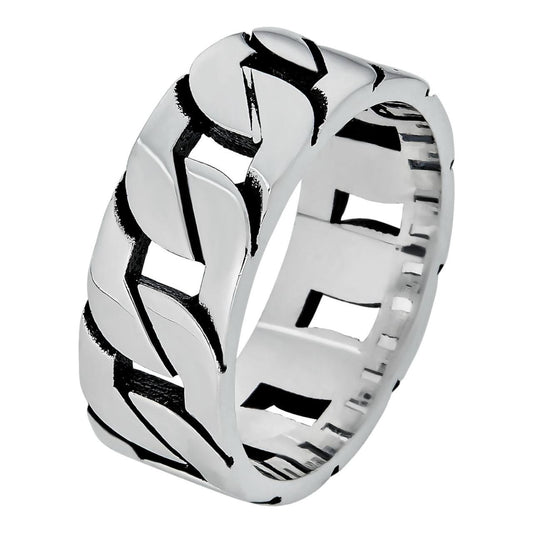 HarlemBling Amsterdam Cuban Ring - 925 Silver Oxidized - Plain