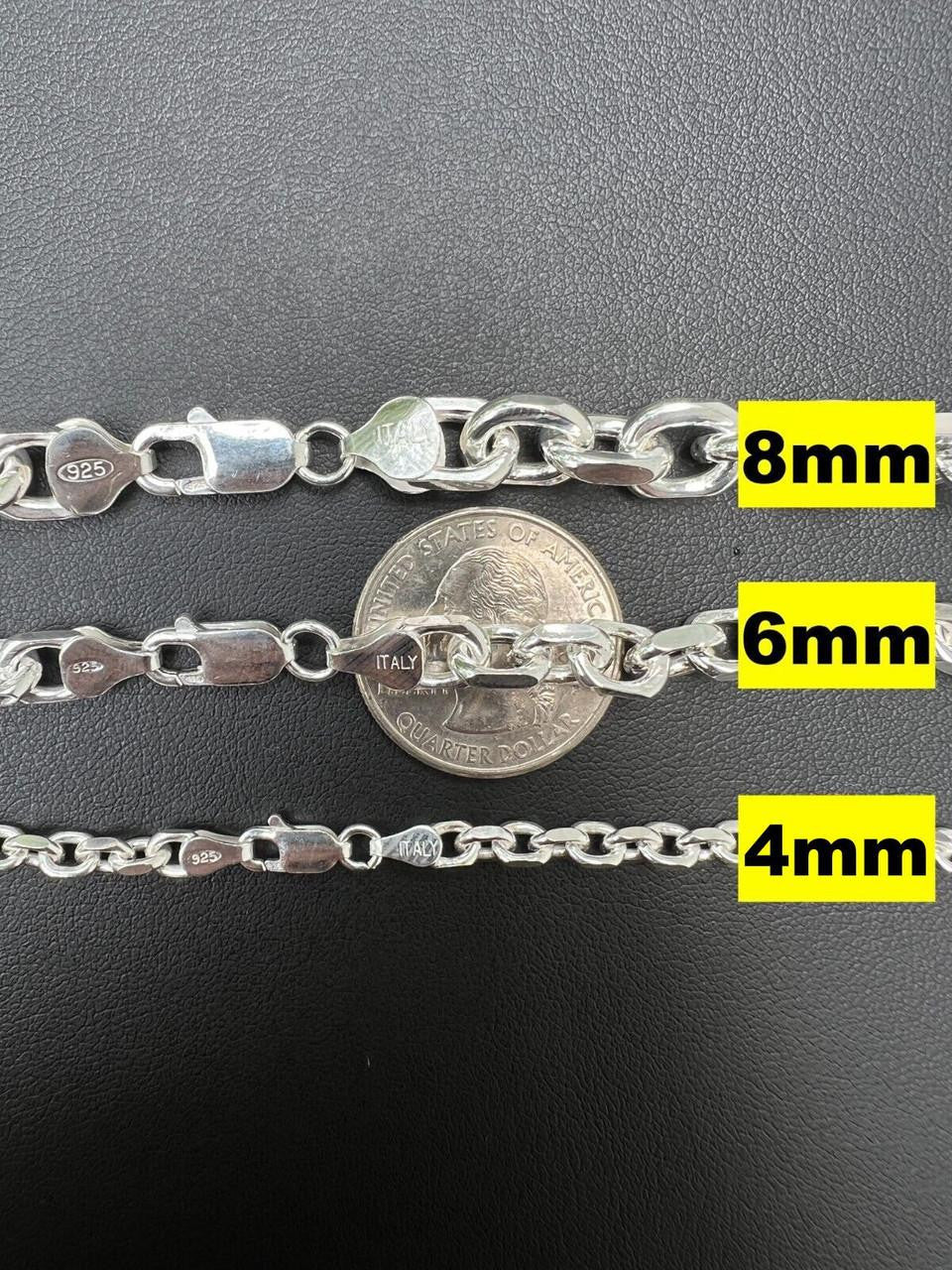 Real 925 Sterling Silver Anchor Cable Chain / Bracelet Rolo