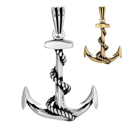HarlemBling Anchor Nautical Navy Pendant - Oxidized 925 Silver - Medium 2"