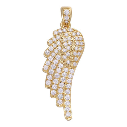 HarlemBling Angel Wing  Iced Out Pendant - 14k Gold Vermeil 925 Silver - CZ Stones - Small 1.5"