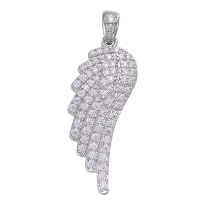 HarlemBling Angel Wing Iced Out Pendant - 925 Silver - CZ Stones - Small 1.5"