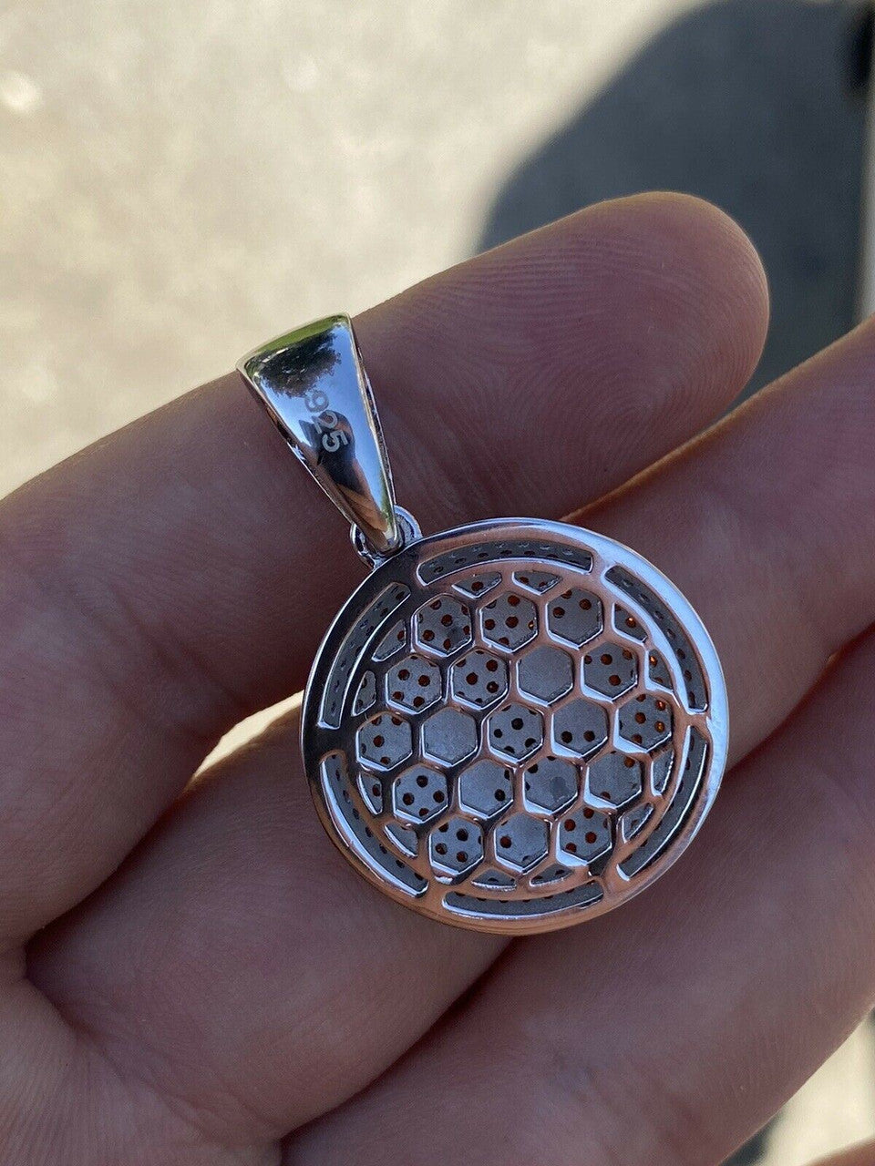 HarlemBling Angry Red Face Emoji Pendant Solid 925 Silver ICY Hip Hop Iced Diamond 1