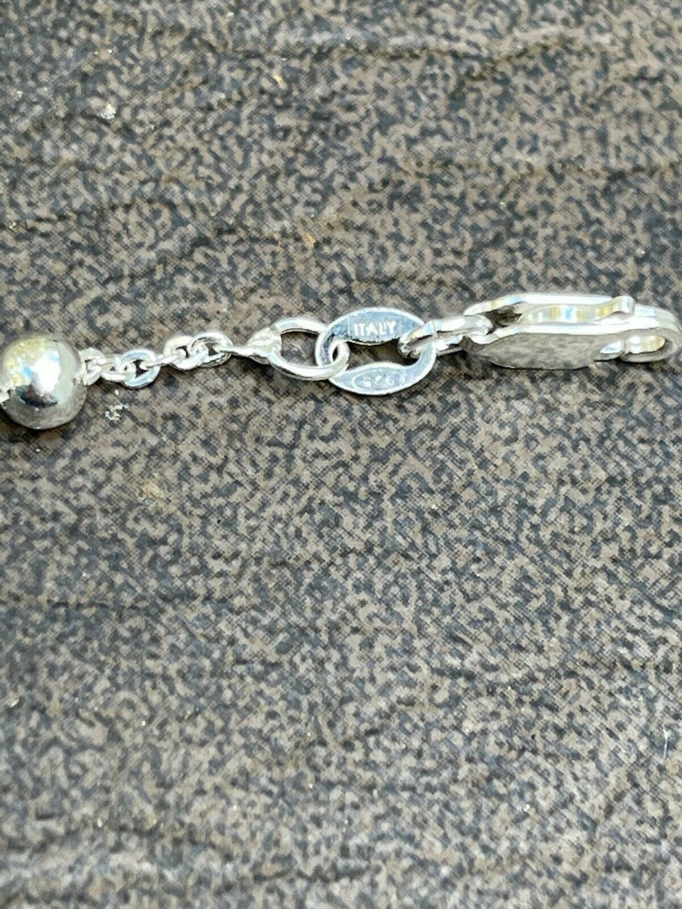 HarlemBling Ankle Bracelet Beaded Chain Anklet Real 925 Silver Adjustable Length 8-11.5