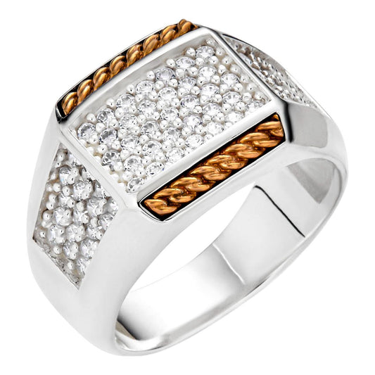 HarlemBling Arizona Sun Ring - 925 Silver & Rose Gold Accent  - CZ Stones