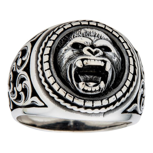 HarlemBling Armani Collection Gorilla Ring - 925 Silver Oxidized - Plain