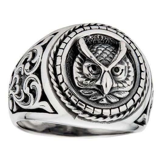 HarlemBling Armani Collection Owl Ring - 925 Silver Oxidized - Plain