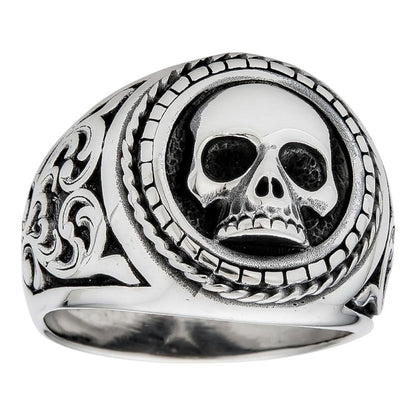 HarlemBling Armani Collection Skull Ring - 925 Silver Oxidized - Plain