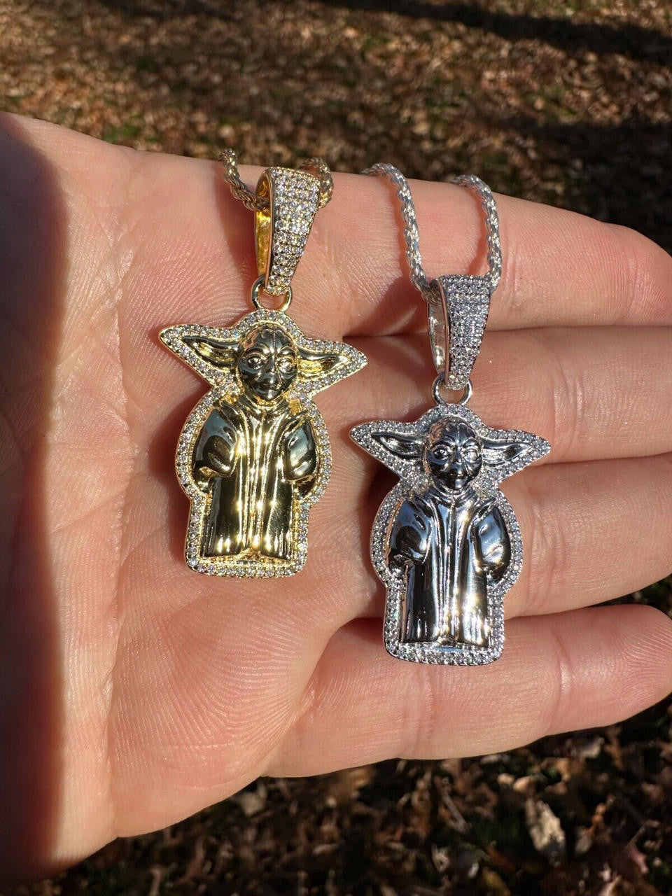 HarlemBling Baby Yoda Star Wars Pendant MOISSANITE Real 925 Silver / 14k Gold Iced Hip Hop