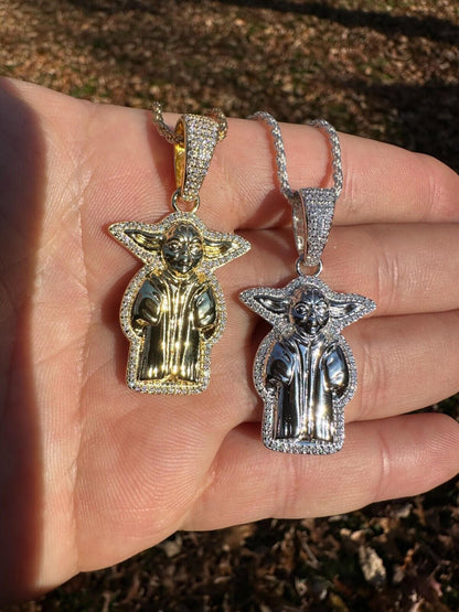 HarlemBling Baby Yoda Star Wars Pendant MOISSANITE Real 925 Silver / 14k Gold Iced Hip Hop