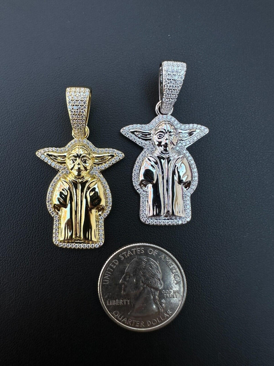HarlemBling Baby Yoda Star Wars Pendant MOISSANITE Real 925 Silver / 14k Gold Iced Hip Hop