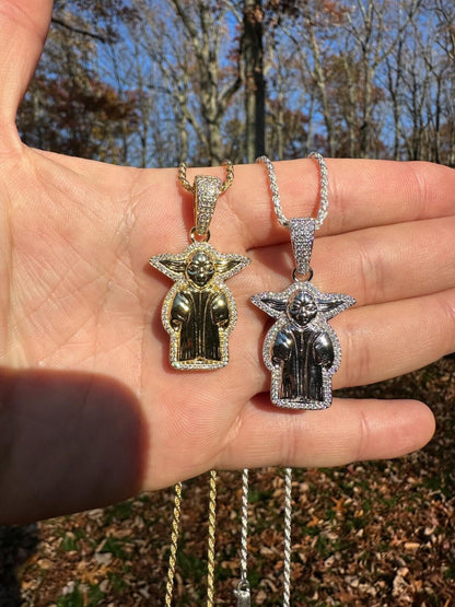 HarlemBling Baby Yoda Star Wars Pendant MOISSANITE Real 925 Silver / 14k Gold Iced Hip Hop