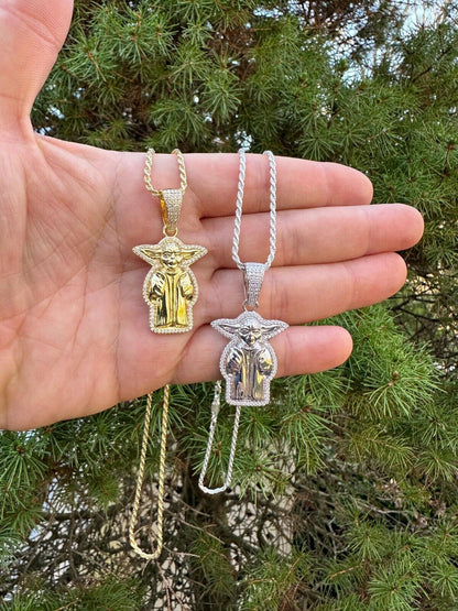 HarlemBling Baby Yoda Star Wars Pendant MOISSANITE Real 925 Silver / 14k Gold Iced Hip Hop