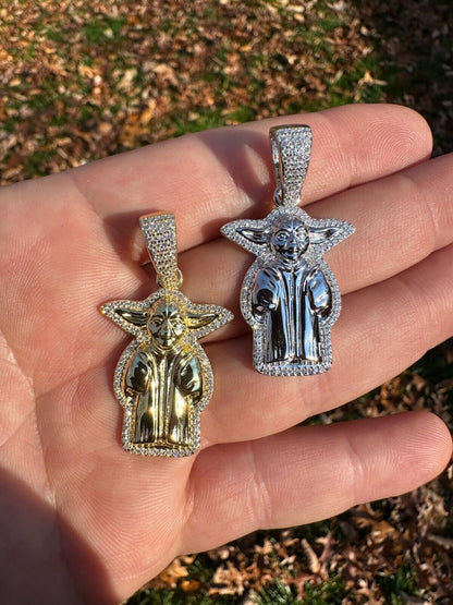 HarlemBling Baby Yoda Star Wars Pendant MOISSANITE Real 925 Silver / 14k Gold Iced Hip Hop