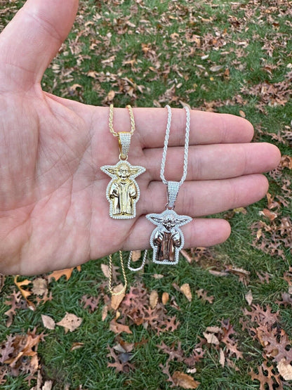 HarlemBling Baby Yoda Star Wars Pendant MOISSANITE Real 925 Silver / 14k Gold Iced Hip Hop