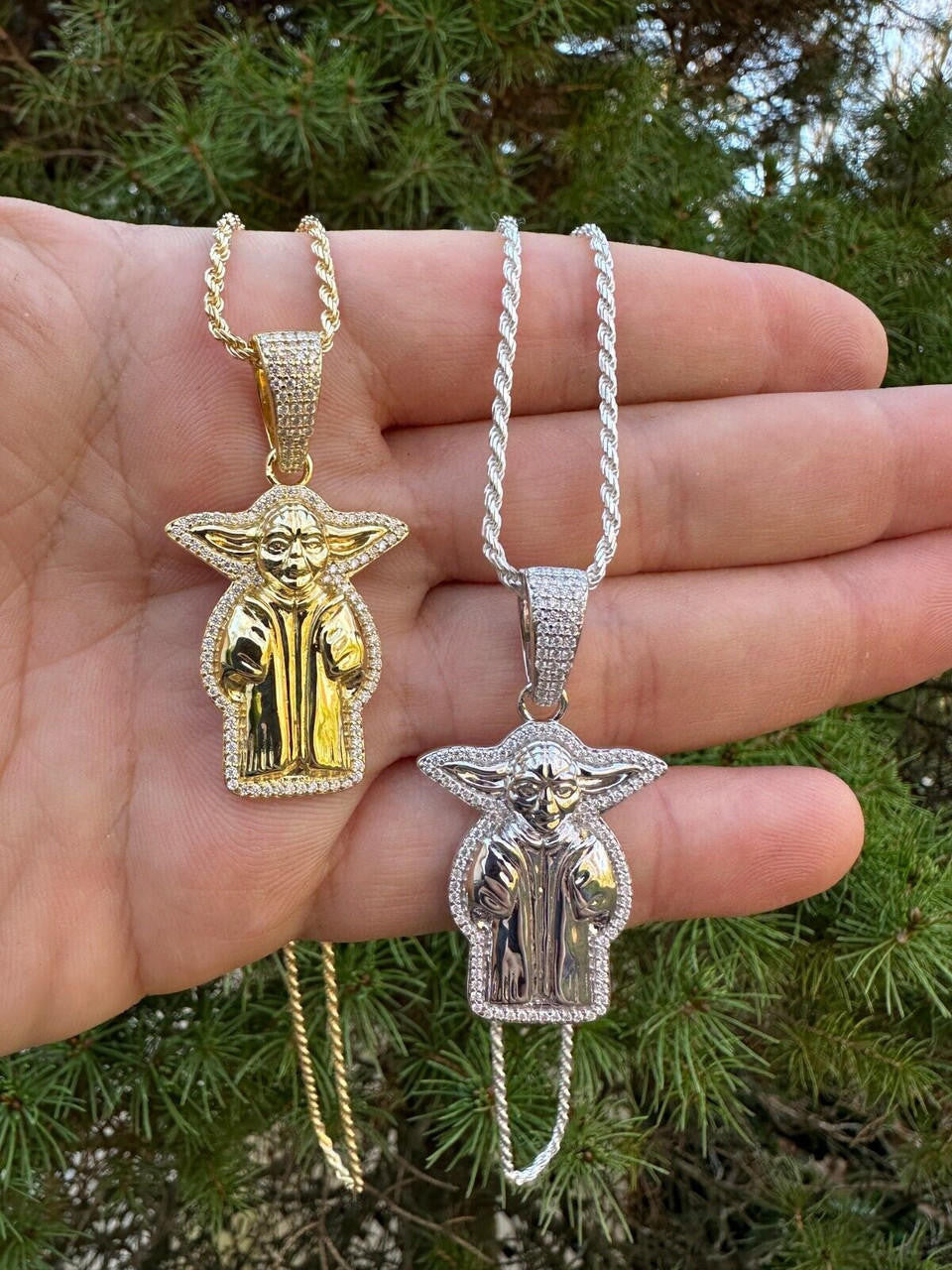 HarlemBling Baby Yoda Star Wars Pendant MOISSANITE Real 925 Silver / 14k Gold Iced Hip Hop