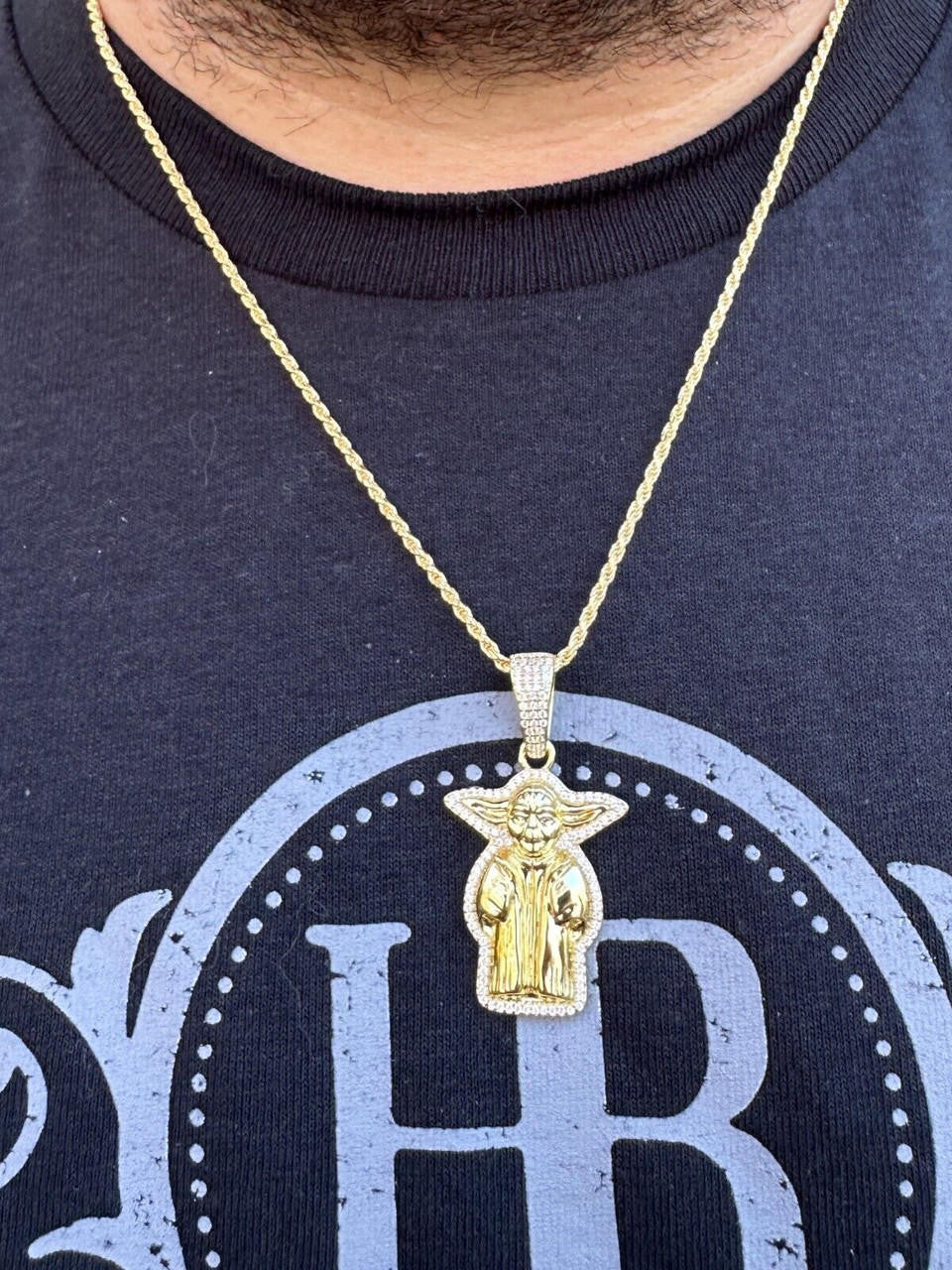 HarlemBling Baby Yoda Star Wars Pendant MOISSANITE Real 925 Silver / 14k Gold Iced Hip Hop