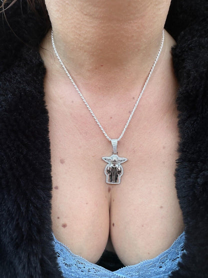 HarlemBling Baby Yoda Star Wars Pendant MOISSANITE Real 925 Silver / 14k Gold Iced Hip Hop