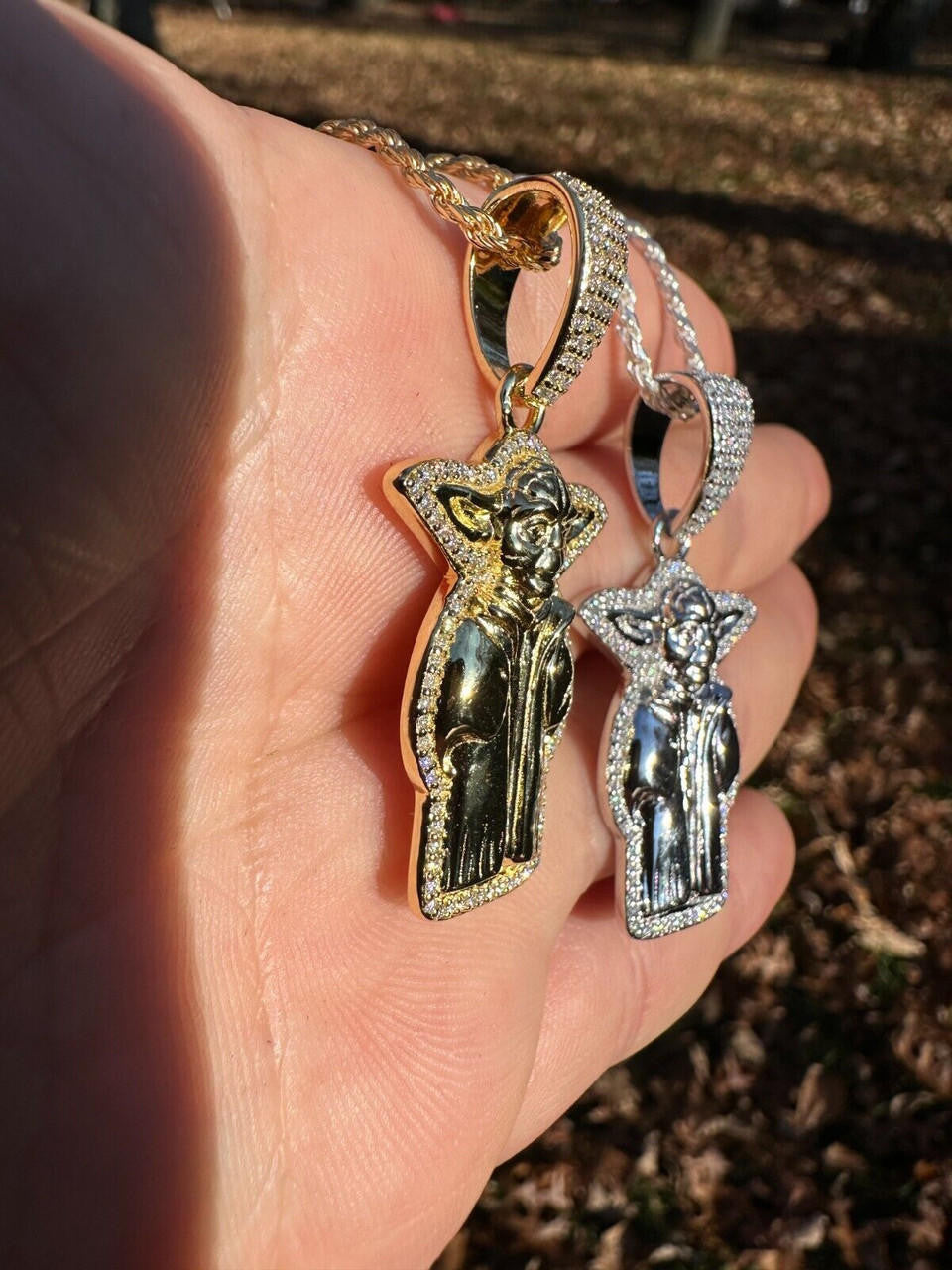 HarlemBling Baby Yoda Star Wars Pendant MOISSANITE Real 925 Silver / 14k Gold Iced Hip Hop