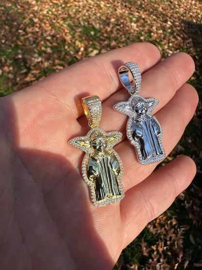 HarlemBling Baby Yoda Star Wars Pendant MOISSANITE Real 925 Silver / 14k Gold Iced Hip Hop